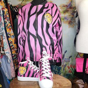 Pink and Black Tiger Print Women's Jacket